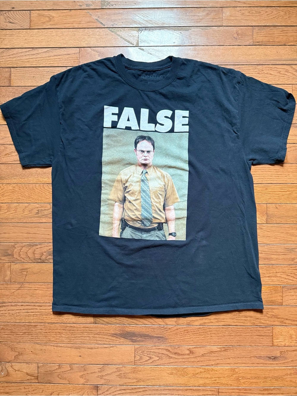 The Office Dwight Schrute FALSE Shirt XL Black Cotton Graphic Tee NBC